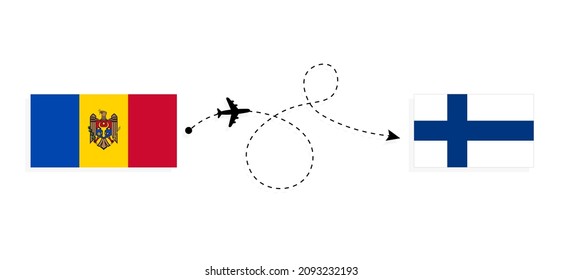 Flight and travel from Moldova to Finland by passenger airplane Travel concept
