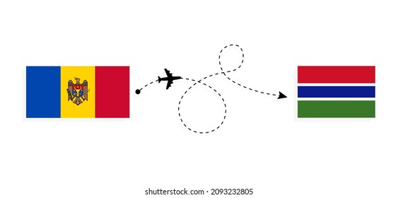 Flight and travel from Moldova to Gambia by passenger airplane Travel concept
