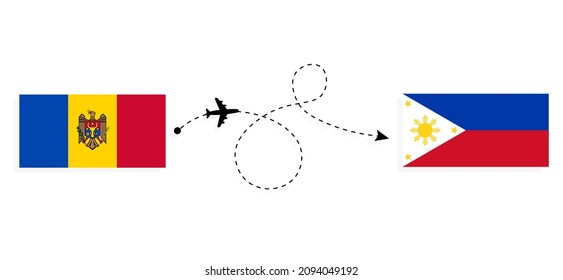 Flight and travel from Moldova to Philippines by passenger airplane Travel concept