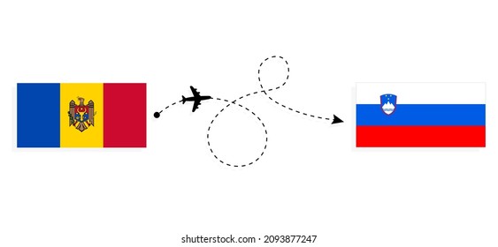 Flight and travel from Moldova to Slovenia by passenger airplane Travel concept