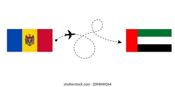 Flight and travel from Moldova to United Arab Emirates by passenger airplane Travel concept