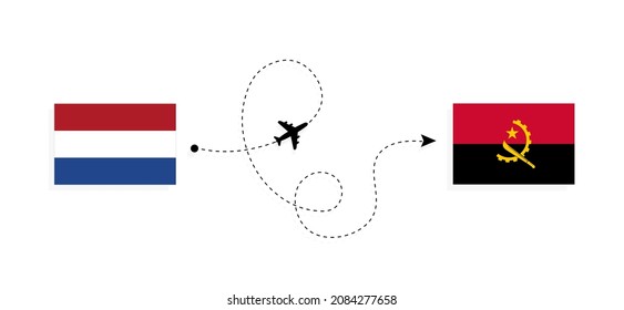 Flight and travel from Netherlands to Angola by passenger airplane Travel concept