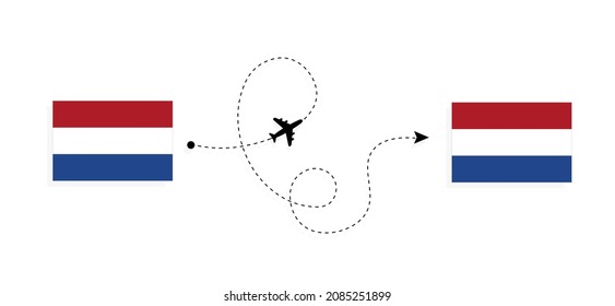 Flight and travel from Netherlands to Netherlands by passenger airplane Travel concept