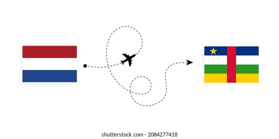 Flight and travel from Netherlands to Central African Republic by passenger airplane Travel concept