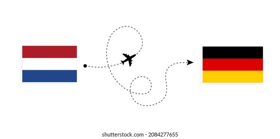 Flight and travel from Netherlands to Germany by passenger airplane Travel concept
