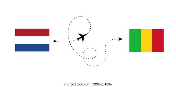 Flight and travel from Netherlands to Mali by passenger airplane Travel concept