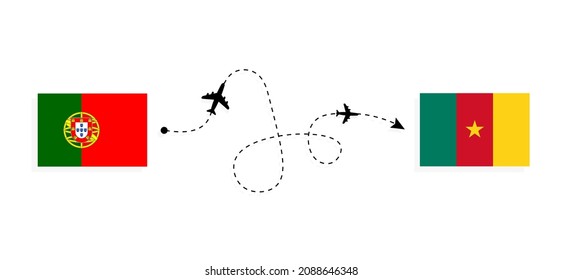Flight and travel from Portugal to Cameroon by passenger airplane Travel concept