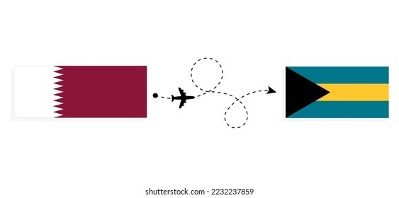 Flight and travel from Qatar to Bahamas by passenger airplane Travel concept