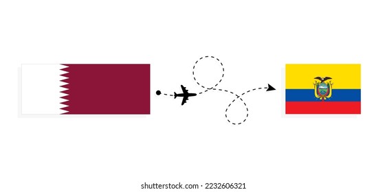 Flight and travel from Qatar to Ecuador by passenger airplane Travel concept