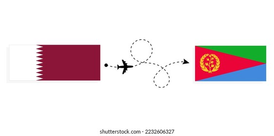 Flight and travel from Qatar to Eritrea by passenger airplane Travel concept
