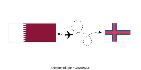 Flight and travel from Qatar to Faroe Islands by passenger airplane Travel concept