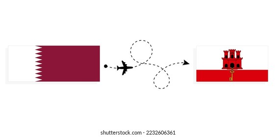 Flight and travel from Qatar to Gibraltar by passenger airplane Travel concept
