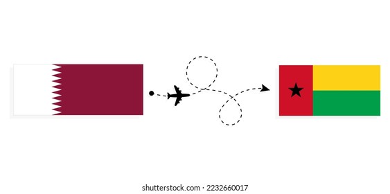 Flight and travel from Qatar to Guinea-Bissau by passenger airplane Travel concept