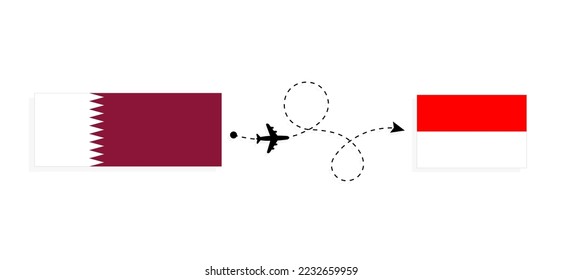 Flight and travel from Qatar to Indonesia by passenger airplane Travel concept