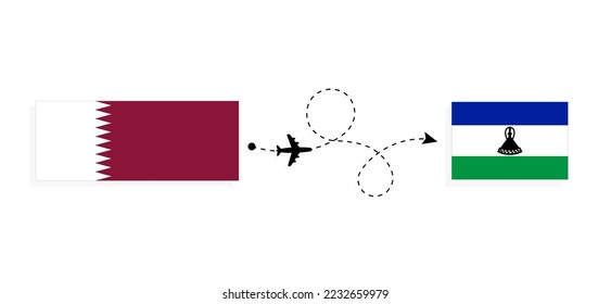 Flight and travel from Qatar to Lesotho by passenger airplane Travel concept