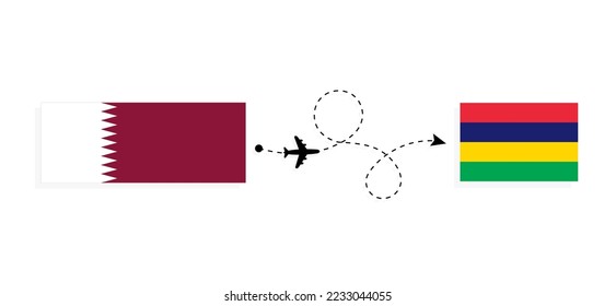 Flight and travel from Qatar to Mauritius by passenger airplane Travel concept