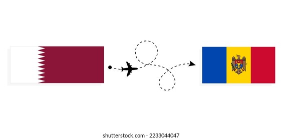 Flight and travel from Qatar to Moldova by passenger airplane Travel concept