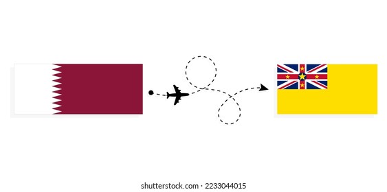 Vuelo desde Qatar a Niue por avión de pasajeros Concepto de viajes