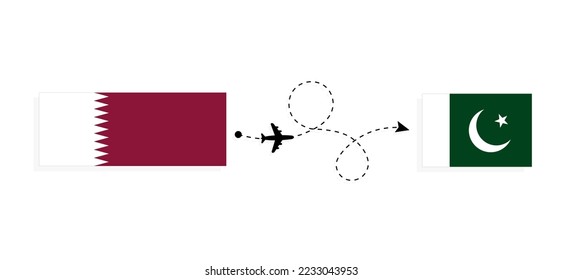 Flight and travel from Qatar to Pakistan by passenger airplane Travel concept