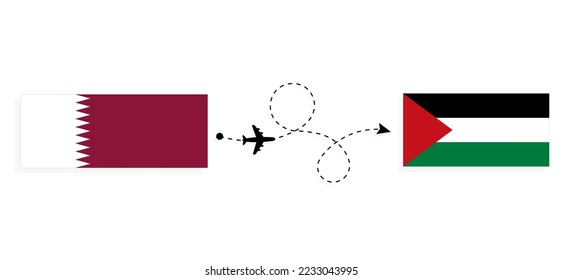Flight and travel from Qatar to Palestine by passenger airplane Travel concept