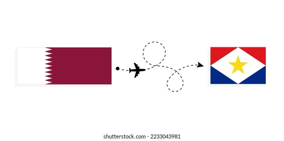 Flight and travel from Qatar to Saba by passenger airplane Travel concept