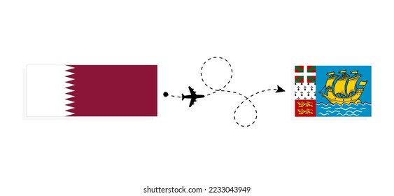 Flight and travel from Qatar to Saint Pierre and Miquelon by passenger airplane Travel concept