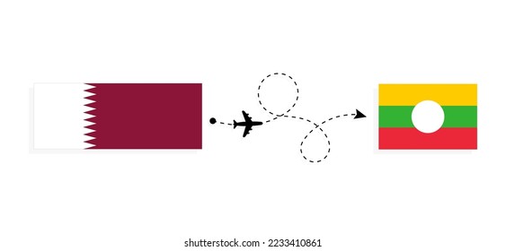 Flight and travel from Qatar to Shan State by passenger airplane Travel concept
