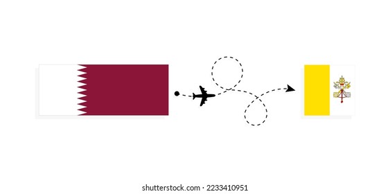 Flight and travel from Qatar to Vatican by passenger airplane Travel concept