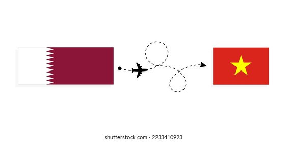 Flight and travel from Qatar to Vietnam by passenger airplane Travel concept