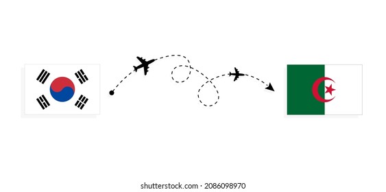 Flight and travel from South Korea to Algeria by passenger airplane Travel concept