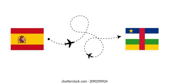 Flight and travel from Spain to Central African Republic by passenger airplane Travel concept