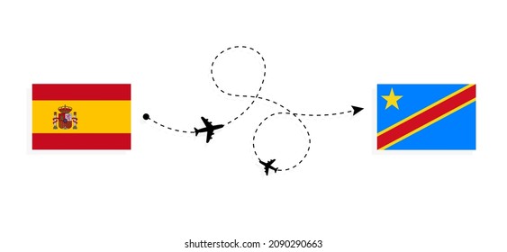 Flight and travel from Spain to Democratic Republic of the Congo by passenger airplane Travel concept