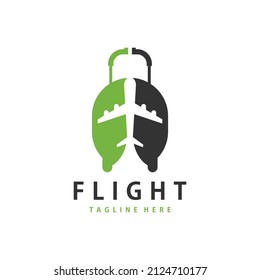 flight travel suitcase illustration logo design