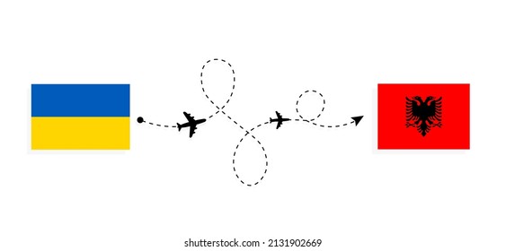 Flight and travel from Ukraine to Albania by passenger airplane Travel concept