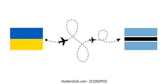 Flight and travel from Ukraine to Botswana by passenger airplane Travel concept
