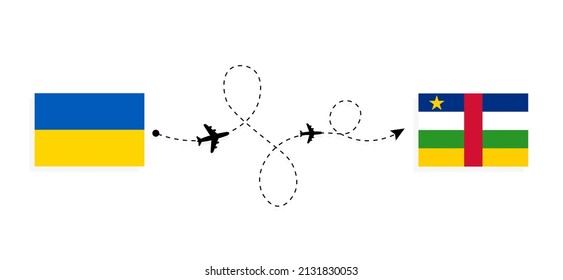 Flight and travel from Ukraine to Central African Republic by passenger airplane Travel concept
