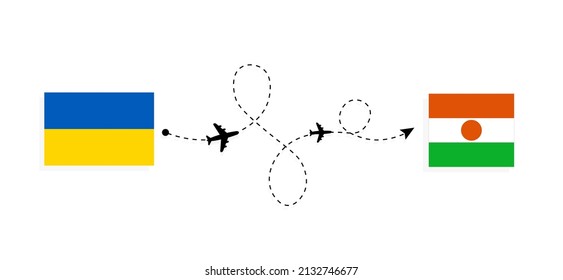 Flight and travel from Ukraine to Niger by passenger airplane Travel concept