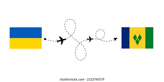 Flight and travel from Ukraine to Saint Vincent and the Grenadines by passenger airplane Travel concept