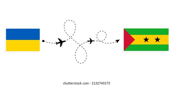 Flight and travel from Ukraine to Sao Tome and Principe by passenger airplane Travel concept