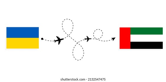 Flight and travel from Ukraine to United Arab Emirates by passenger airplane Travel concept
