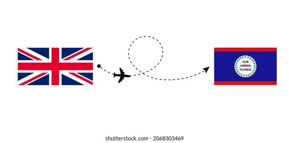Flight and travel from United Kingdom of Great Britain to Belize by passenger airplane Travel concept