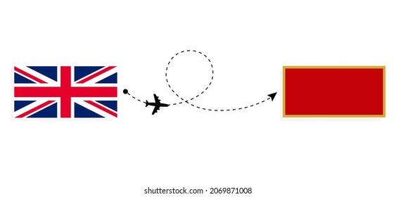 Flight And Travel From United Kingdom Of Great Britain To Montenegro By Passenger Airplane Travel Concept