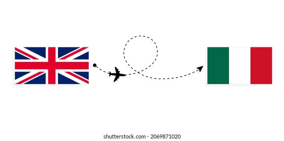 Flight and travel from United Kingdom of Great Britain to Mexico by passenger airplane Travel concept