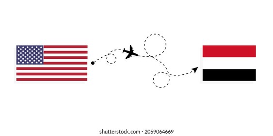 Flight and travel from USA to Egypt by passenger airplane Travel concept