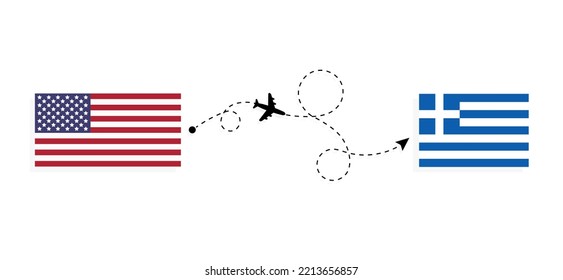 Vuelo desde EE.UU. a Grecia por avión de pasajeros Concepto de viajes