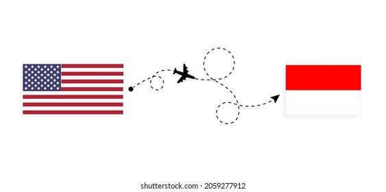 Flight and travel from USA to Indonesia by passenger airplane Travel concept