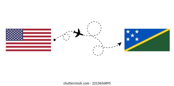 Flight and travel from USA to Solomon Islands by passenger airplane Travel concept