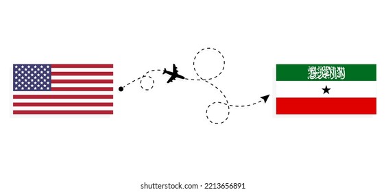 Flight and travel from USA to Somaliland by passenger airplane Travel concept