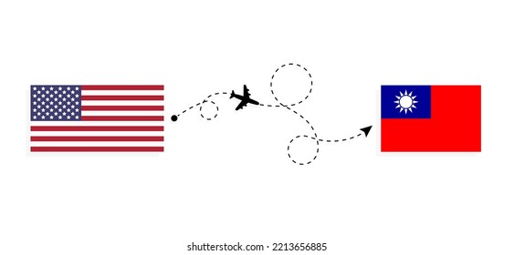 Flight and travel from USA to Taiwan by passenger airplane Travel concept