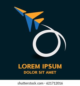 Flight , travel vector logo . Vector illustration isolated on background .
